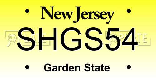 SHGS54 New Jersey License Plate