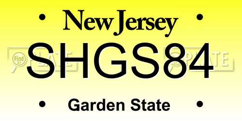 SHGS84 New Jersey License Plate