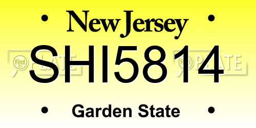 SHI5814 New Jersey License Plate