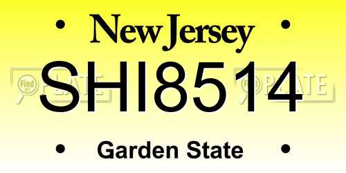 SHI8514 New Jersey License Plate