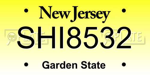 SHI8532 New Jersey License Plate