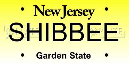 SHIBBEE New Jersey License Plate