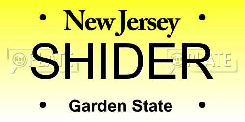 SHIDER New Jersey License Plate