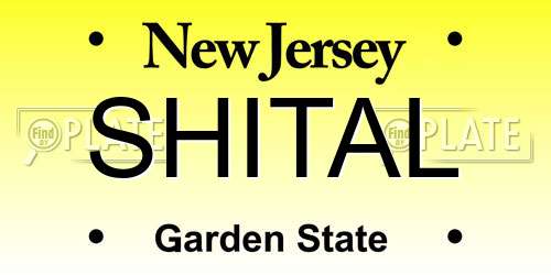 SHITAL New Jersey License Plate