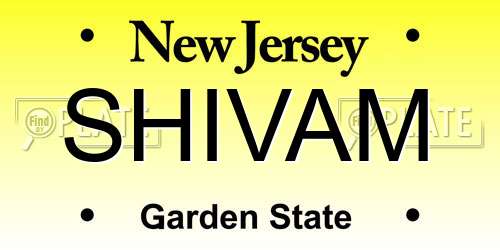 SHIVAM New Jersey License Plate