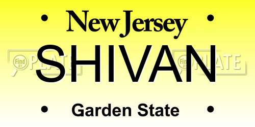 SHIVAN New Jersey License Plate
