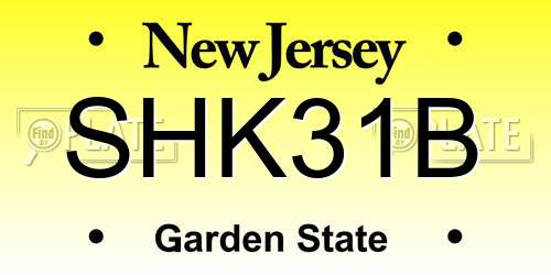 SHK31B New Jersey License Plate