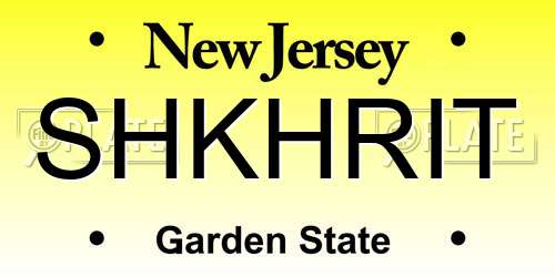 SHKHRIT New Jersey License Plate