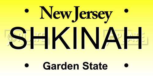 SHKINAH New Jersey License Plate