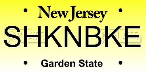 SHKNBKE New Jersey License Plate