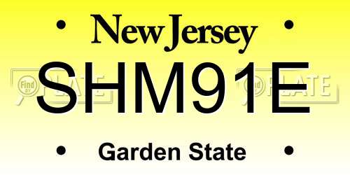 SHM91E New Jersey License Plate