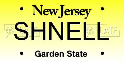 SHNELL New Jersey License Plate