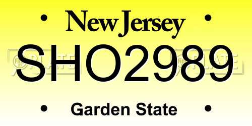SHO2989 New Jersey License Plate