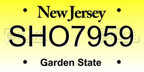 SHO7959 New Jersey License Plate