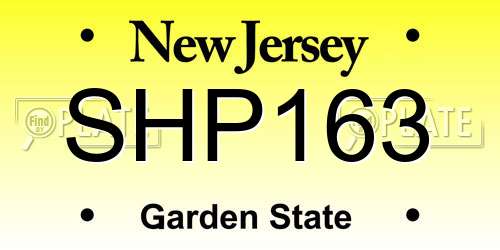 SHP163 New Jersey License Plate