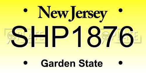 SHP1876 New Jersey License Plate