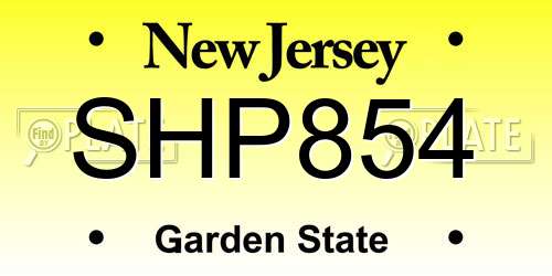 SHP854 New Jersey License Plate