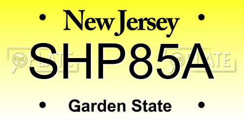 SHP85A New Jersey License Plate