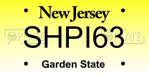 SHPI63 New Jersey License Plate