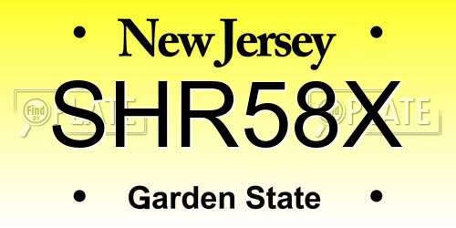 SHR58X New Jersey License Plate