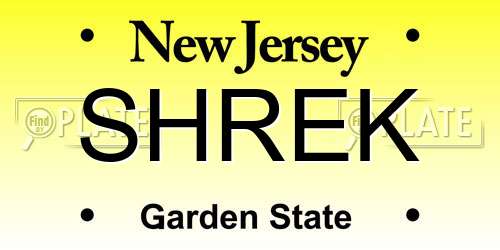 SHREK New Jersey License Plate