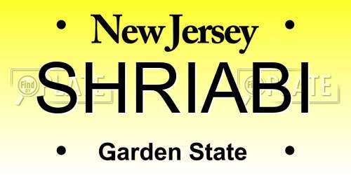 SHRIABI New Jersey License Plate