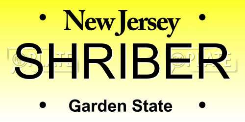 SHRIBER New Jersey License Plate