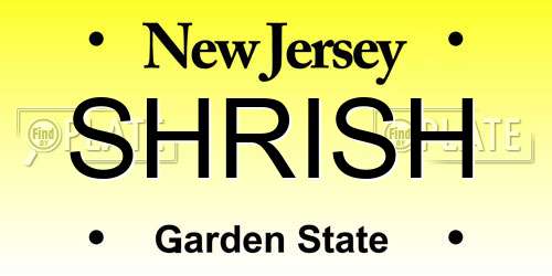 SHRISH New Jersey License Plate