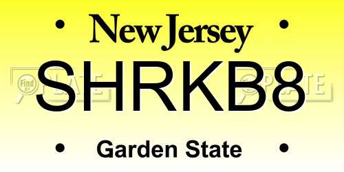 SHRKB8 New Jersey License Plate