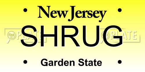SHRUG New Jersey License Plate