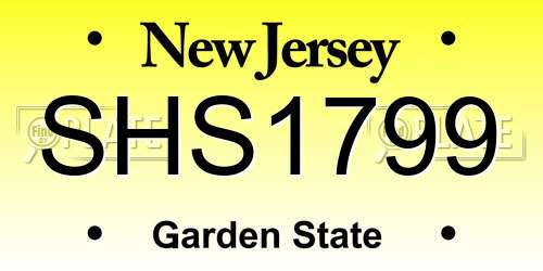 SHS1799 New Jersey License Plate