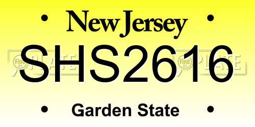 SHS2616 New Jersey License Plate