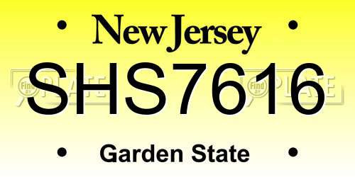 SHS7616 New Jersey License Plate