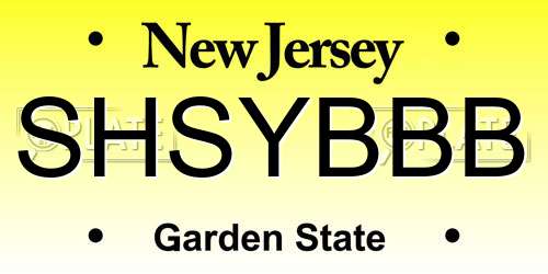SHSYBBB New Jersey License Plate