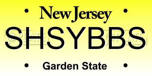 SHSYBBS New Jersey License Plate
