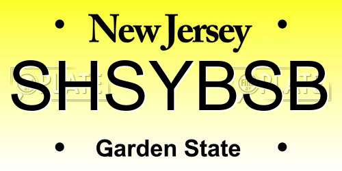 SHSYBSB New Jersey License Plate