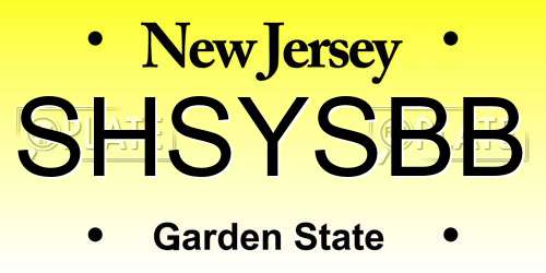 SHSYSBB New Jersey License Plate