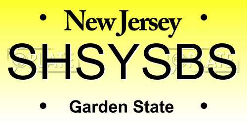 SHSYSBS New Jersey License Plate