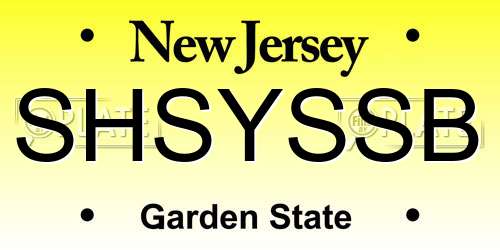 SHSYSSB New Jersey License Plate