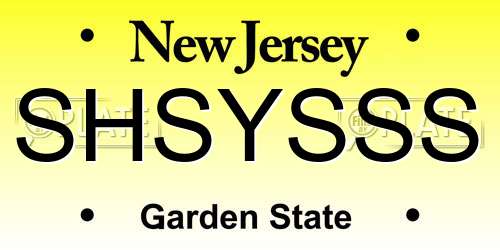 SHSYSSS New Jersey License Plate