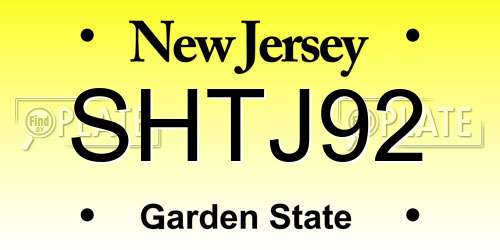 SHTJ92 New Jersey License Plate