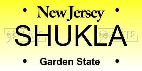 SHUKLA New Jersey License Plate