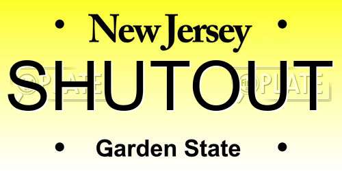 SHUTOUT New Jersey License Plate