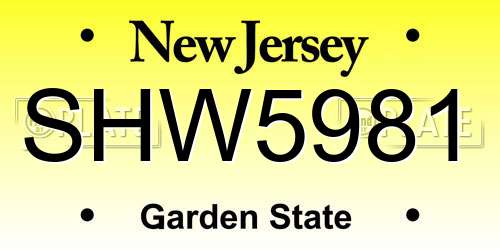 SHW5981 New Jersey License Plate