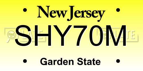 SHY70M New Jersey License Plate