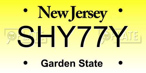 SHY77Y New Jersey License Plate