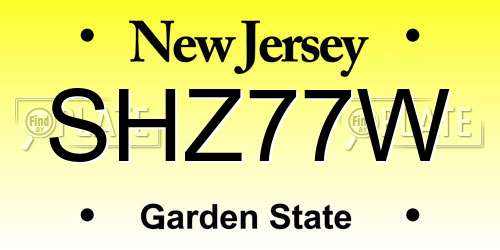 SHZ77W New Jersey License Plate