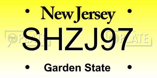 SHZJ97 New Jersey License Plate