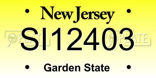 SI12403 New Jersey License Plate