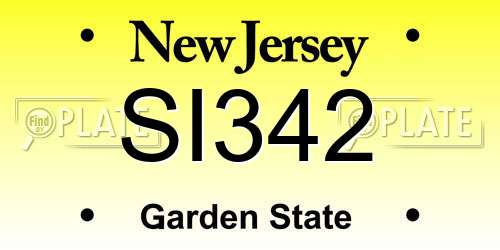 SI342 New Jersey License Plate